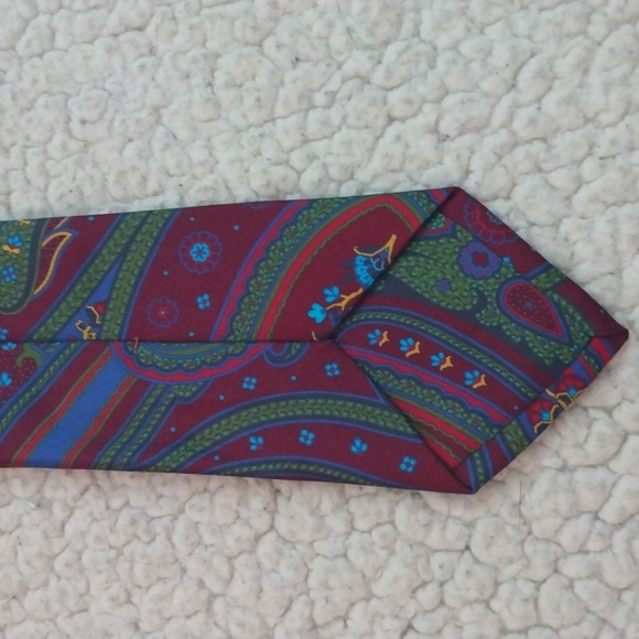 Paul Stuart Silk Tie (Burgundy/Green/Blue) - Made in England - Picture 9 of 11